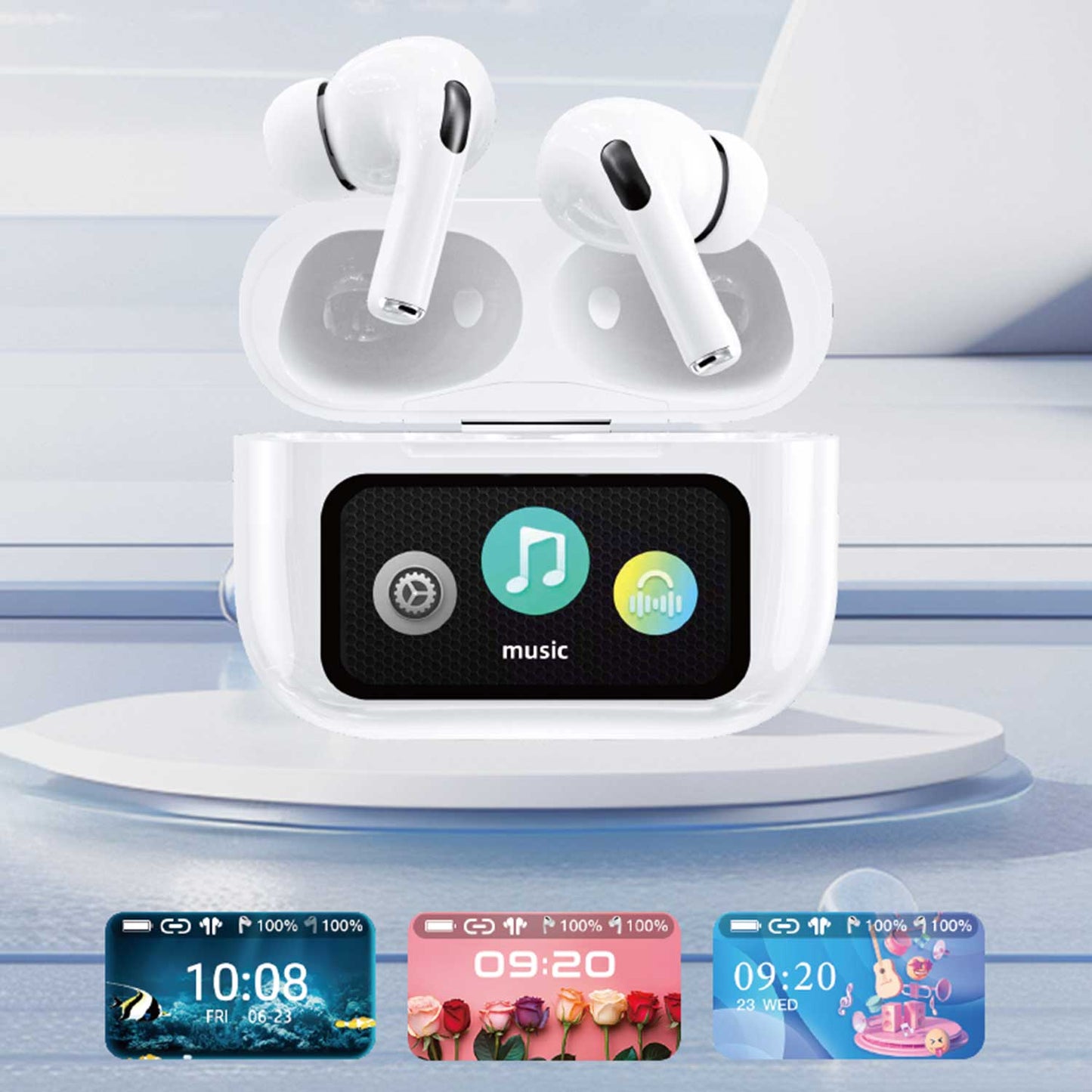 A9 Pro App Anc/enc Display Touch Control Bt 5.4 Wireless Earbuds With