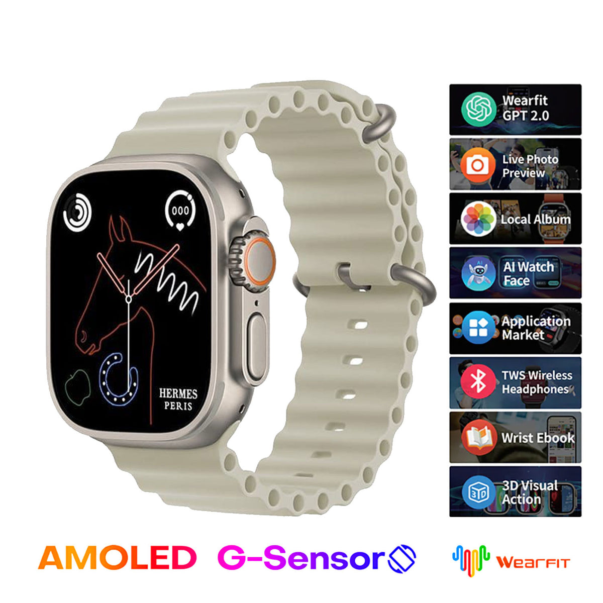 Hk10 Ultra 3 2.02 Amoled Display G-sensor Ai Features With Wearfit Pro